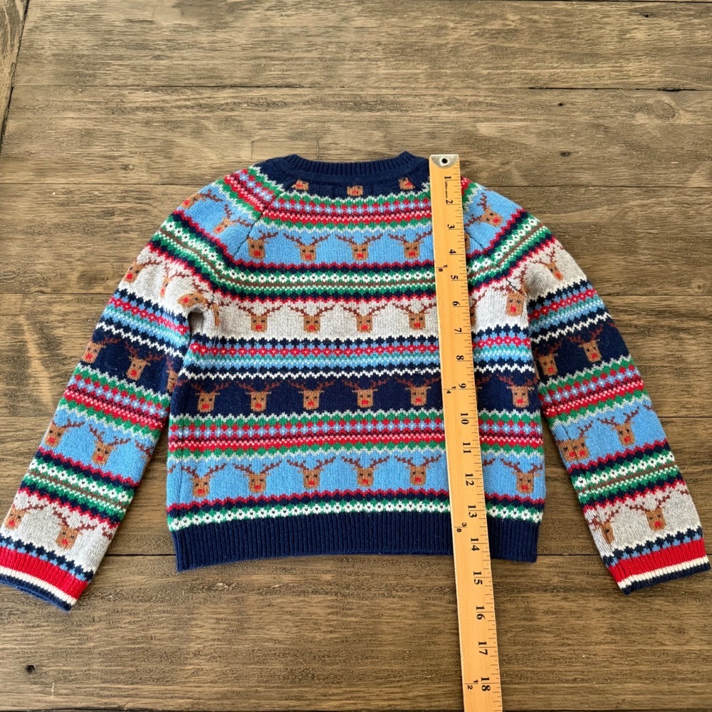 Baby Boden Kids Christmas Reindeer Fair Isle Knit Sweater Blue 3-4Y - Picture 6 of 7